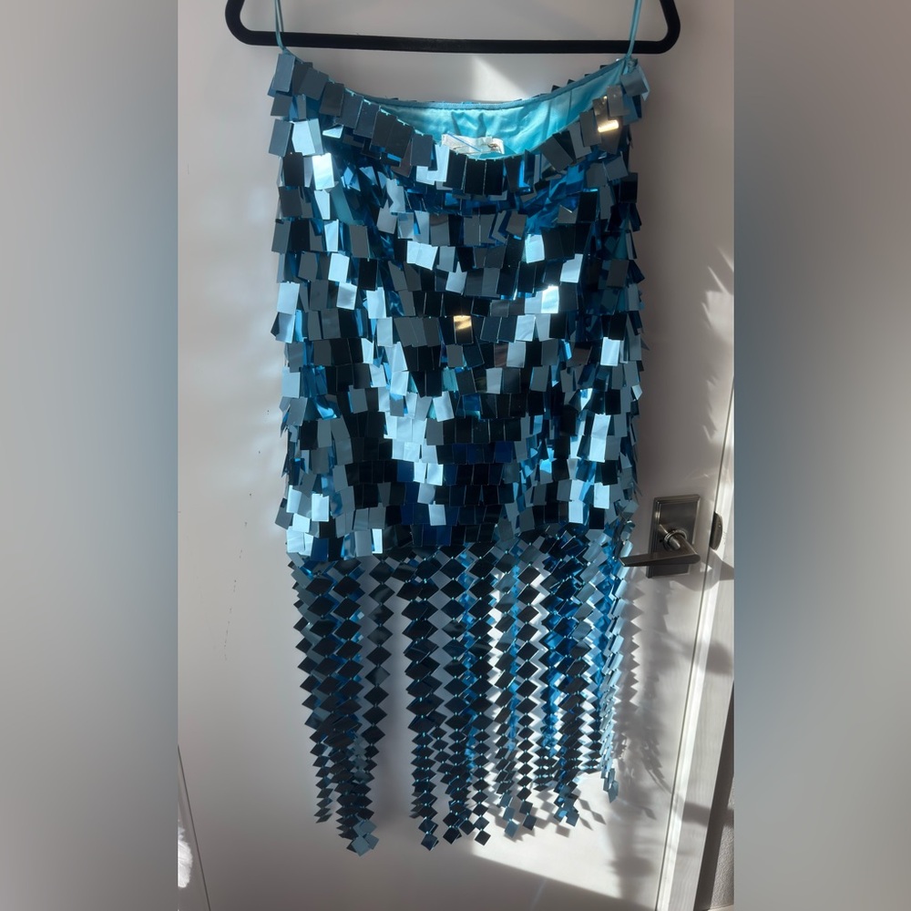 Jonathan Simkhai Blue Lucee Sequin Skirt